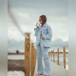 Never worn, WeWoreWhat Utility Stretch Twill Denim Straight Jean